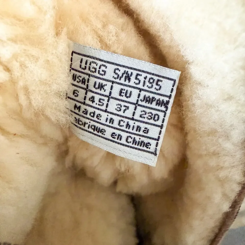 UGG Brown Shearling Tall Warm Winter Boots Buckle Pocket Women’s Size 6